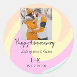 Adesivo Redondo Moderno boho feliz aniversário adicionar nome data