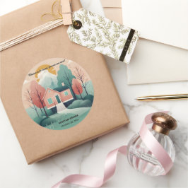 Adesivo Redondo Moderno Bonito Para Adoção Doméstica Promove Chá E