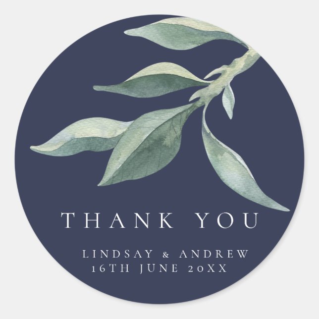 Adesivo Redondo Moderno Botânico Deixa Casamento Favorito Seal (Frente)