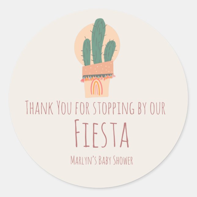 Adesivo Redondo Moderno Cactus Potente Rainbow Bridal Baby (Frente)