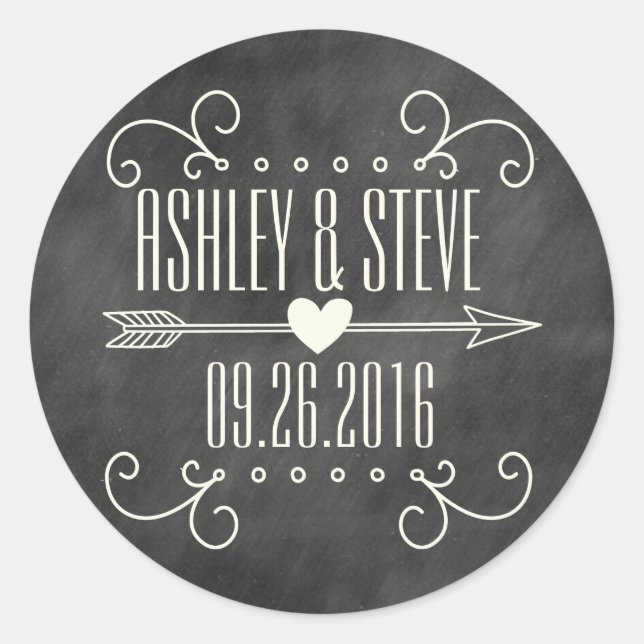 ADESIVO REDONDO MODERNO CHALKBOARD WEDDING STICKBOARD (Frente)