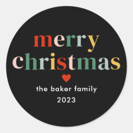 Adesivo Redondo Moderno Colorir Feliz Natal