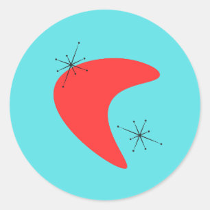 Adesivo Redondo Moderno do Século Médio do Boomerang