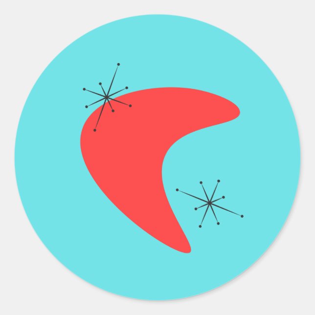 Adesivo Redondo Moderno do Século Médio do Boomerang (Frente)