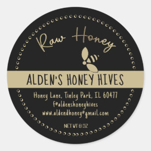 Adesivo Redondo Moderno Dourado em Black Raw Honey Estilizado Hone