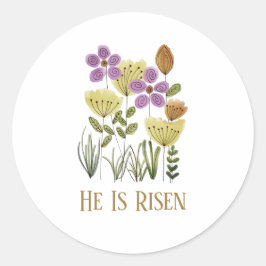 Adesivo Redondo Moderno Ele É Risen Páscoa Floral