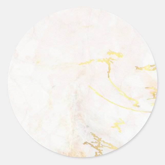 Adesivo Redondo Moderno Elegante Adicione Seu Texto Mármore Dourad (Frente)