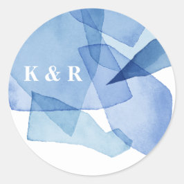 Adesivo Redondo Moderno Elegante Molda Aquarela Forma Monograma de