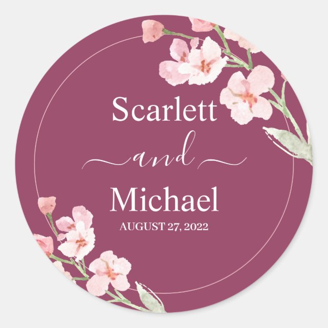 Adesivo Redondo Moderno Elegante Terrestre Floral (Frente)