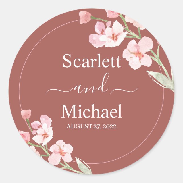 Adesivo Redondo Moderno Elegante Terrestre Floral (Frente)