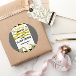 Adesivo Redondo Moderno em Chá de fraldas de Construção