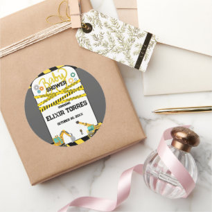 Adesivo Redondo Moderno em Chá de fraldas de Construção