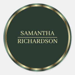 Adesivo Redondo Moderno Emerald Green E Dourado Nome Da Fronteira