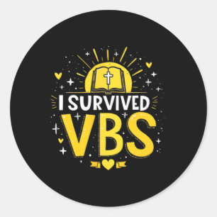 Adesivo Redondo Moderno Eu Sobrevivi Vbs Escola Bíblica de Férias