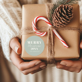 Adesivo Redondo Moderno fazenda Feliz Natal Verde Suave