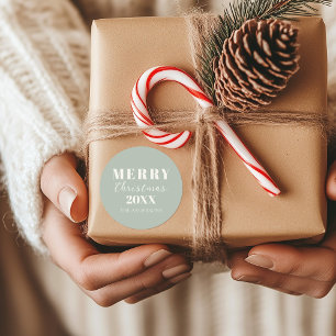 Adesivo Redondo Moderno fazenda Feliz Natal Verde Suave