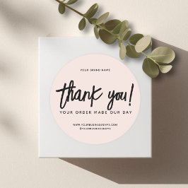 Adesivo Redondo Moderno feito à mão com amor obrigado