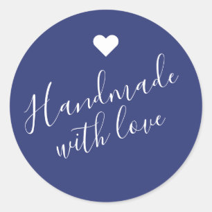 Adesivo Redondo Moderno feito à mão com script de amor marinho cor