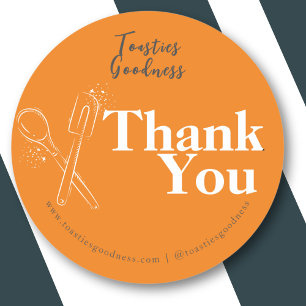 Adesivo Redondo Moderno Homemade Bêbado Muito Obrigado Laranja