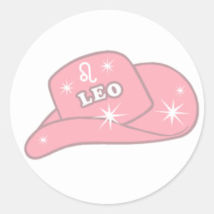 Adesivo Redondo Moderno Leo Zodiac, Gowgirl Rosa Hat