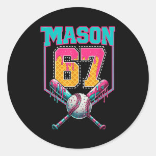 Adesivo Redondo Moderno Mason 67 Mem Sorvete Gotejamento Beisebol 