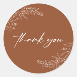 Adesivo Redondo Moderno Minimalista Boho Terracota Script