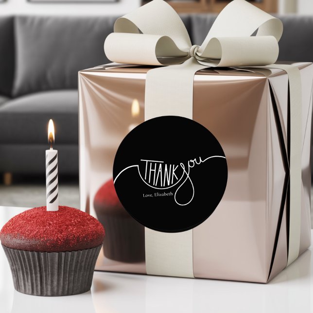 Adesivo Redondo Moderno Minimalista, Preto e Branco Personalizado  (Criador carregado)