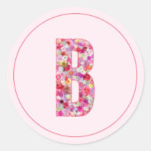Moderno Monograma de Letra B Floral Rosa Elegante