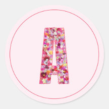 Moderno Monograma Floral Rosa Elegante Letra A