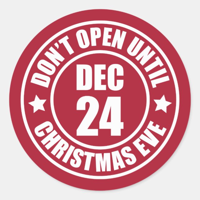 Adesivo Redondo Moderno Não Abrir Até O Carimbo Da Véspera De Nata (Frente)