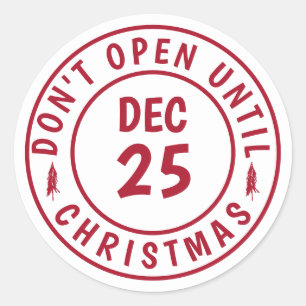 Adesivo Redondo Moderno Não Abrir Até O Carimbo De Natal