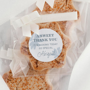 Adesivo Redondo Moderno Obrigado com o Favor das Flores Azuis