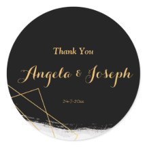 Moderno Preto e Dourado Aquarela Geométrico