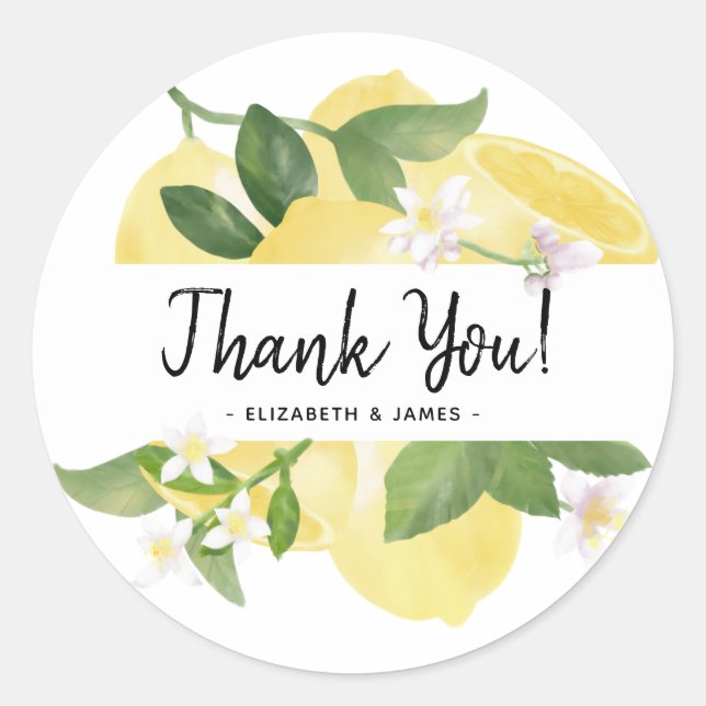Adesivo Redondo Moderno Roteiro Rústico Agradecimento Aguarela Lim (Frente)