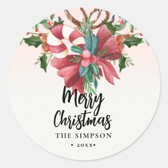 Adesivo Redondo Moderno Script Feliz Natal (Frente)