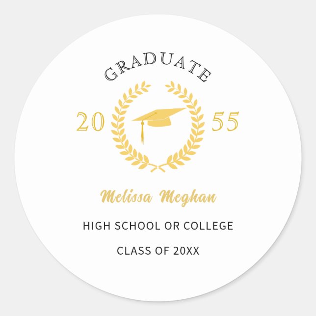 Adesivo Redondo Moderno Simples Laurel Wreath Dourado Partido do B (Frente)