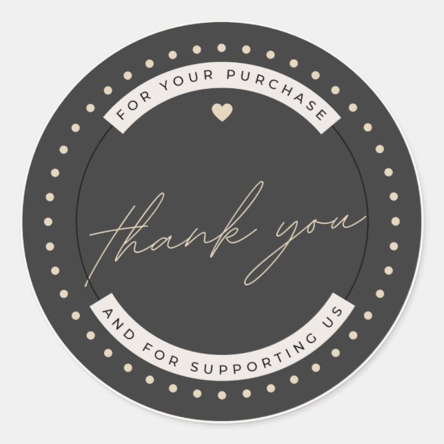 Adesivo Redondo Moderno Simples Obrigado Pela Sua Compra (Frente)