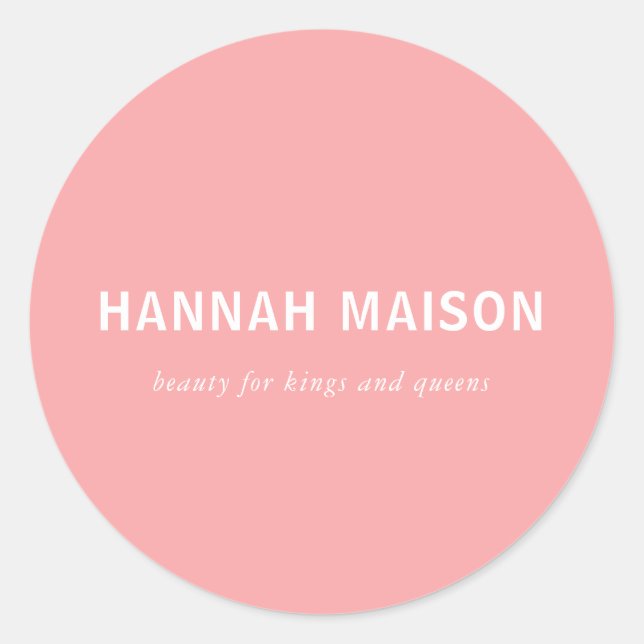 Adesivo Redondo Moderno, simples, profissional, salão, rosa (Frente)