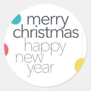 Adesivo Redondo Moderno, simples, vibrante, divertido "Feliz Natal
