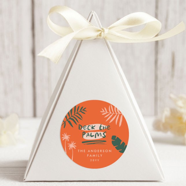 Adesivo Redondo Moderno tropical natalino mínimo e colorido (Criador carregado)