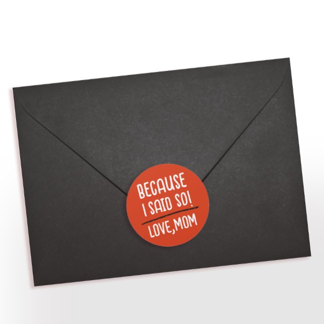 Adesivo Redondo Moderno Vermelho E Branco Mãe Engraçada Dizendo Ti (Criador carregado)