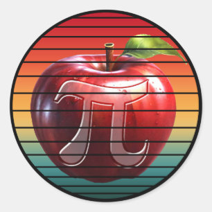 Adesivo Redondo Moderno Vintage Pi Day Maçã Fruta