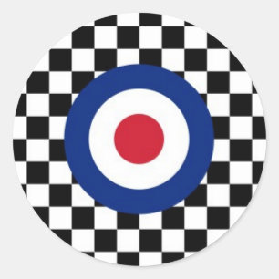 Adesivo Redondo Modificação de competência preta Checkered do a