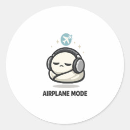 Adesivo Redondo Modo Avião Ativado - Fones de Ouvido de Personagem