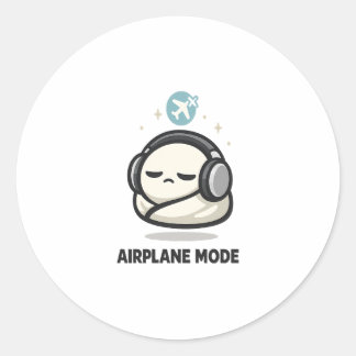 Adesivo Redondo Modo Avião Ativado - Fones de Ouvido de Personagem