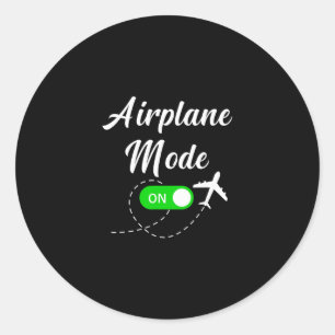 Adesivo Redondo Modo Avião Viagem Engraçada Piloto Avião Férias