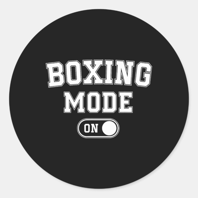 Adesivo Redondo Modo Boxe Ligado Presente Divertido de Boxeador Tr (Frente)