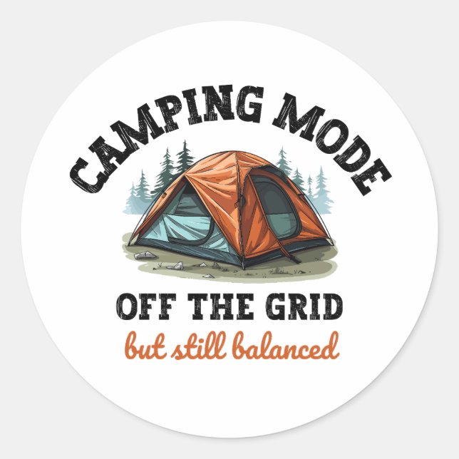 Adesivo Redondo Modo de Camping: fora da grade - Presente Contabil (Frente)