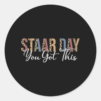 Adesivo Redondo Modo de Dia de Estada de Teste no Programa de Test