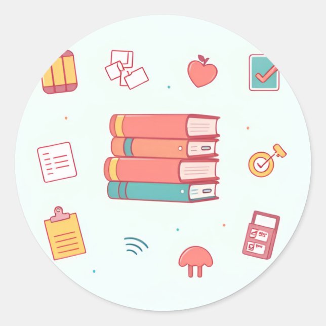 Adesivo Redondo Modo de Estudo Ativado - Planner Sticker Pack (Frente)